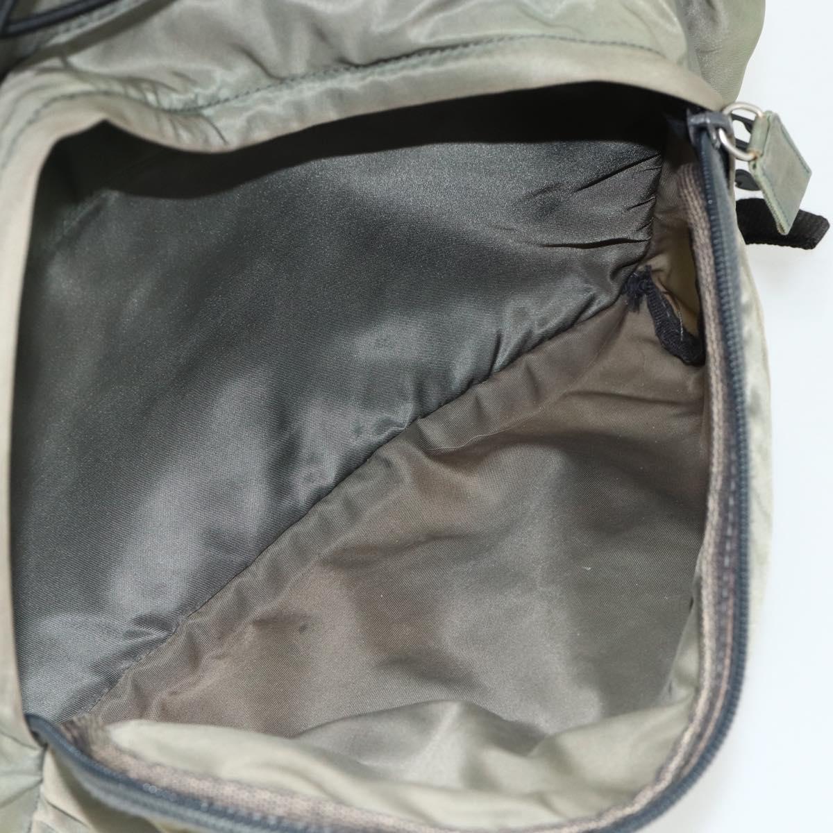 PRADA Backpack Nylon Khaki Silver Auth ka4156