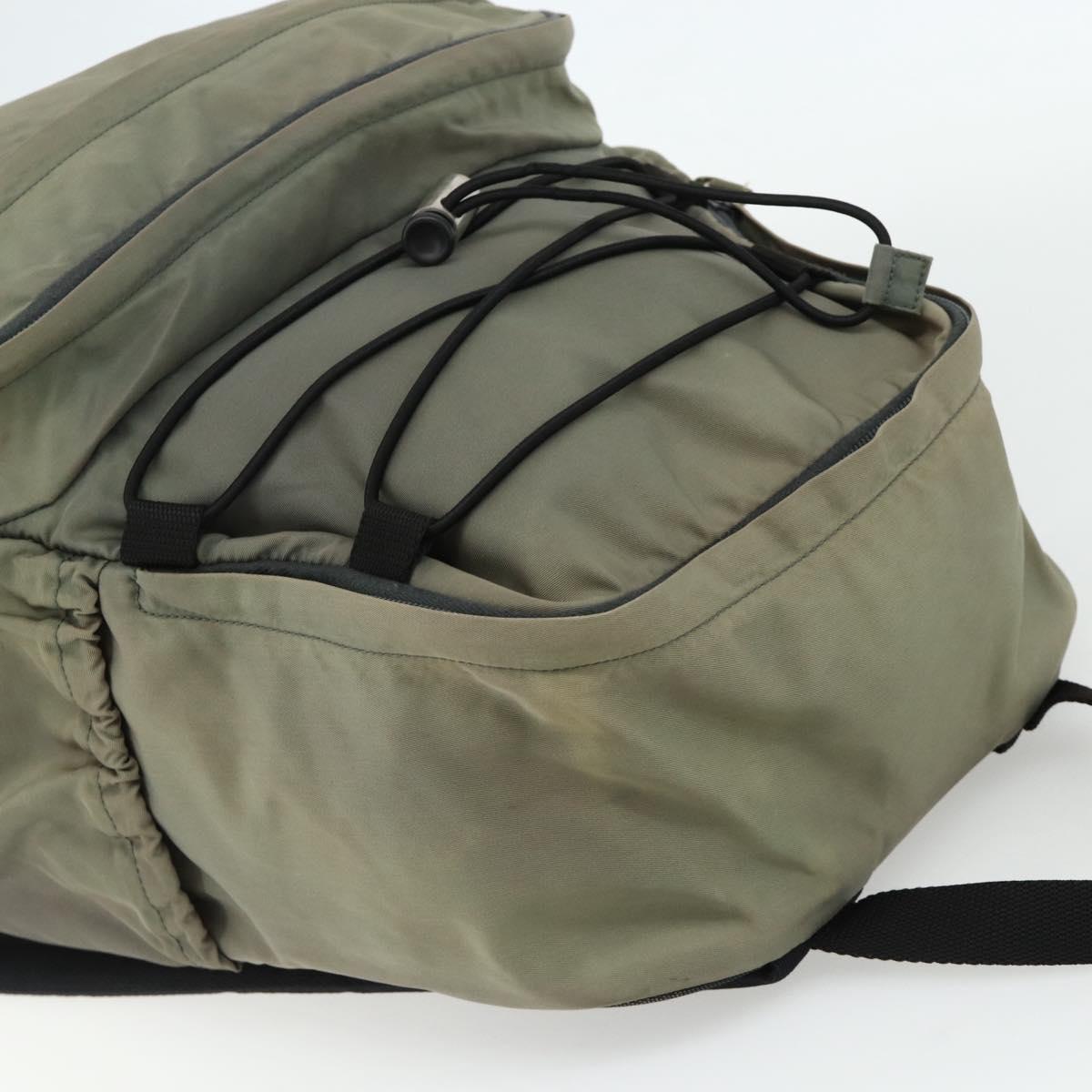PRADA Backpack Nylon Khaki Silver Auth ka4156