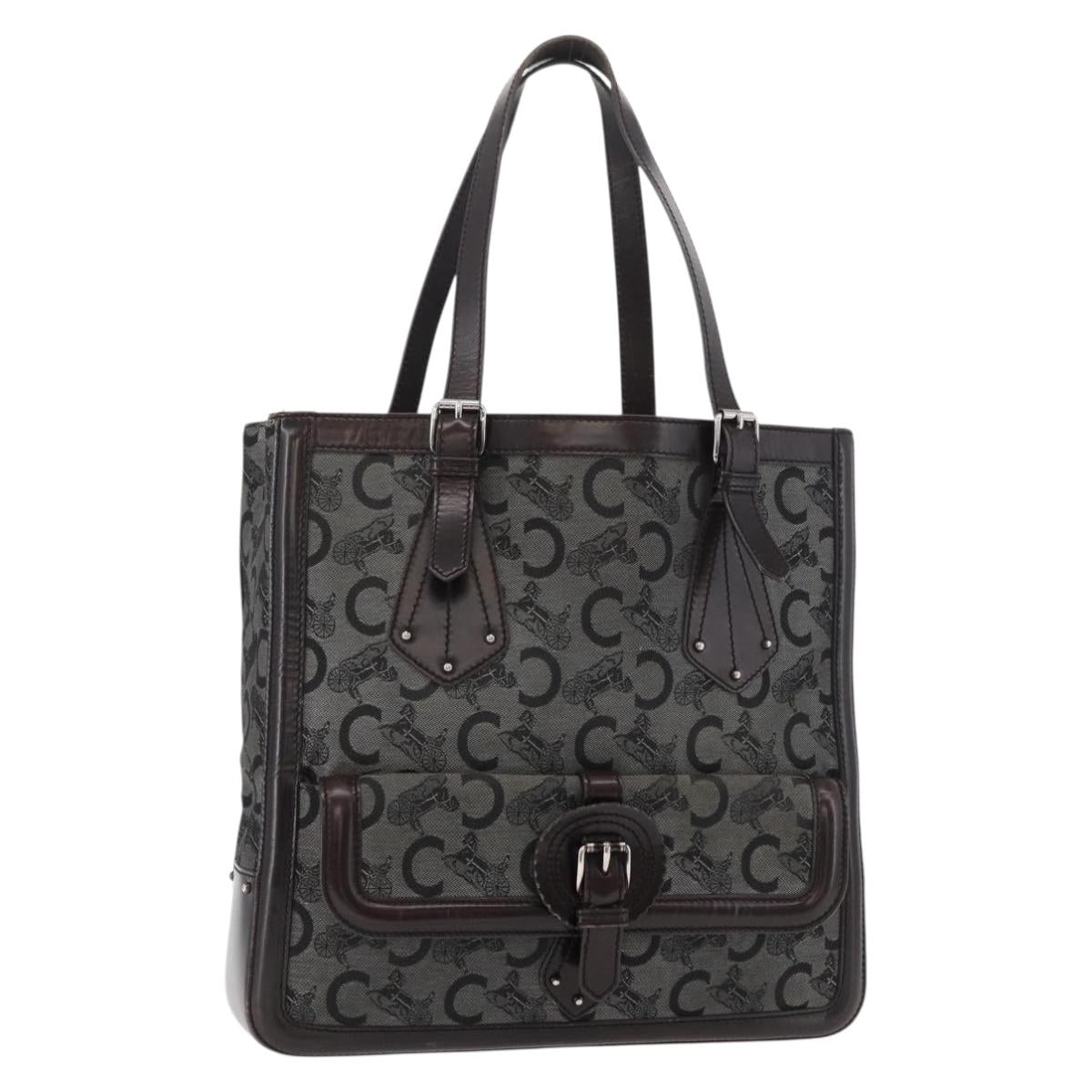 CELINE C Sulky Tote Bag Canvas Gray Silver Auth ka4159