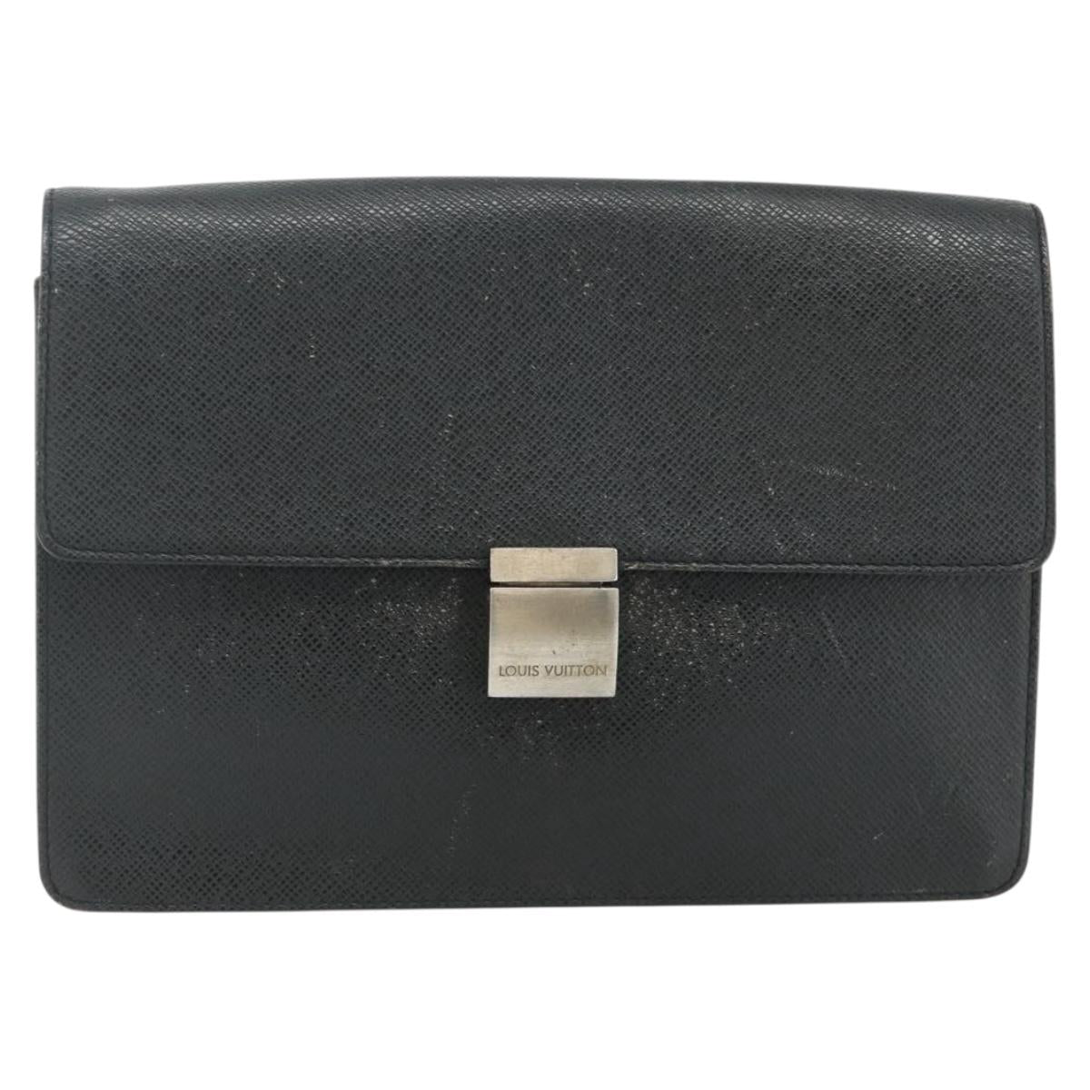 LOUIS VUITTON Taiga Selenga Clutch Bag Ardoise M30782 LV Auth ka4166