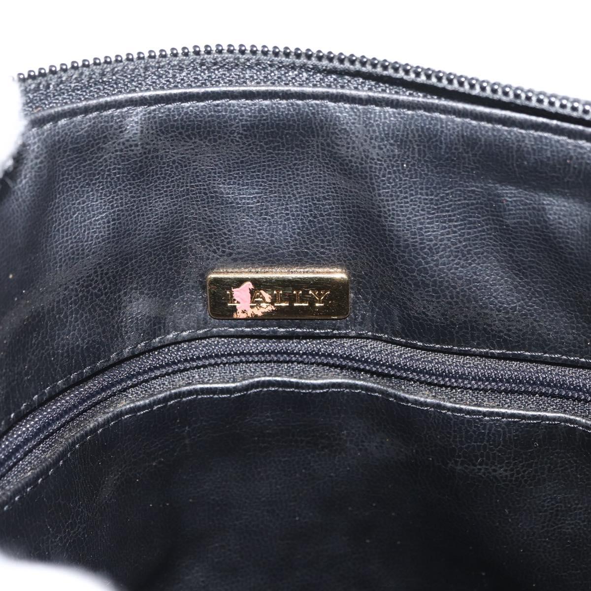 BALLY Chain Shoulder Bag Leather Black Gold Auth ka4169A