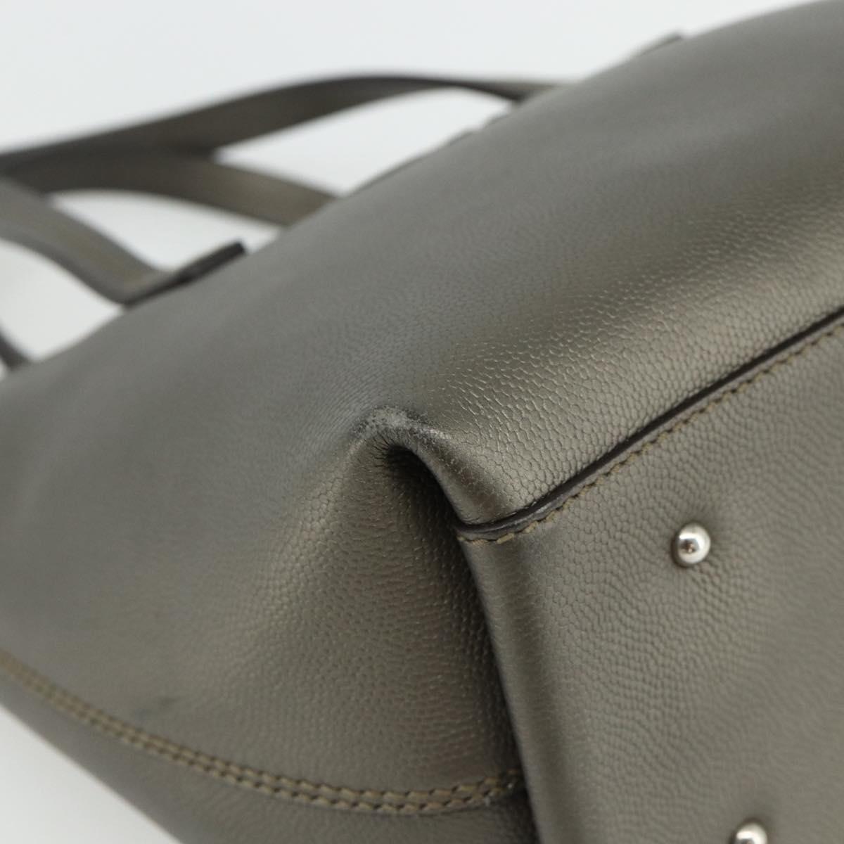 Salvatore Ferragamo Gancini Hand Bag Leather Bronze Silver Auth ka4175