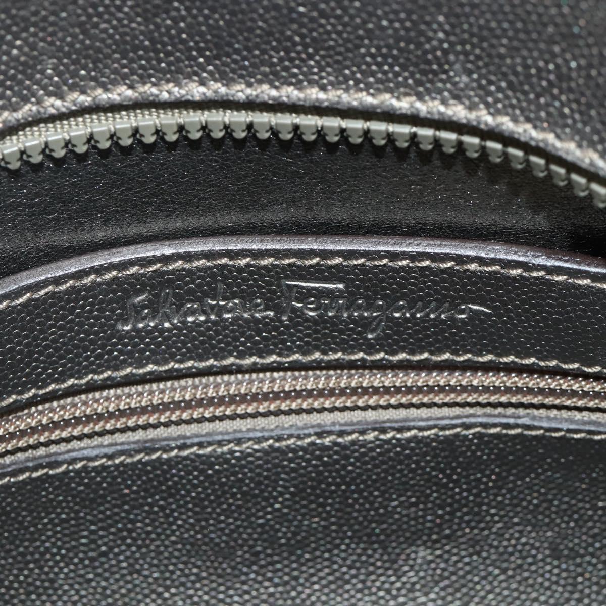 Salvatore Ferragamo Gancini Hand Bag Leather Bronze Silver Auth ka4175