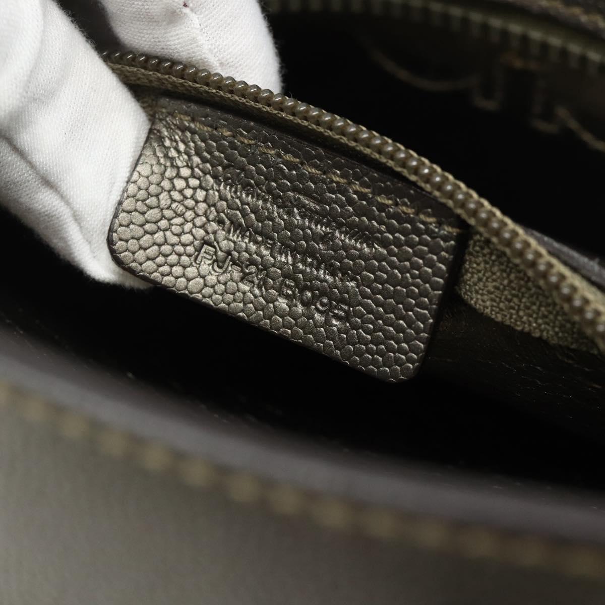 Salvatore Ferragamo Gancini Hand Bag Leather Bronze Silver Auth ka4175