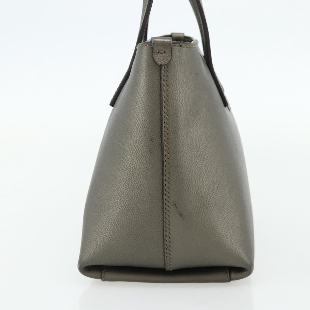 Salvatore Ferragamo Gancini Hand Bag Leather Bronze Silver Auth ka4175