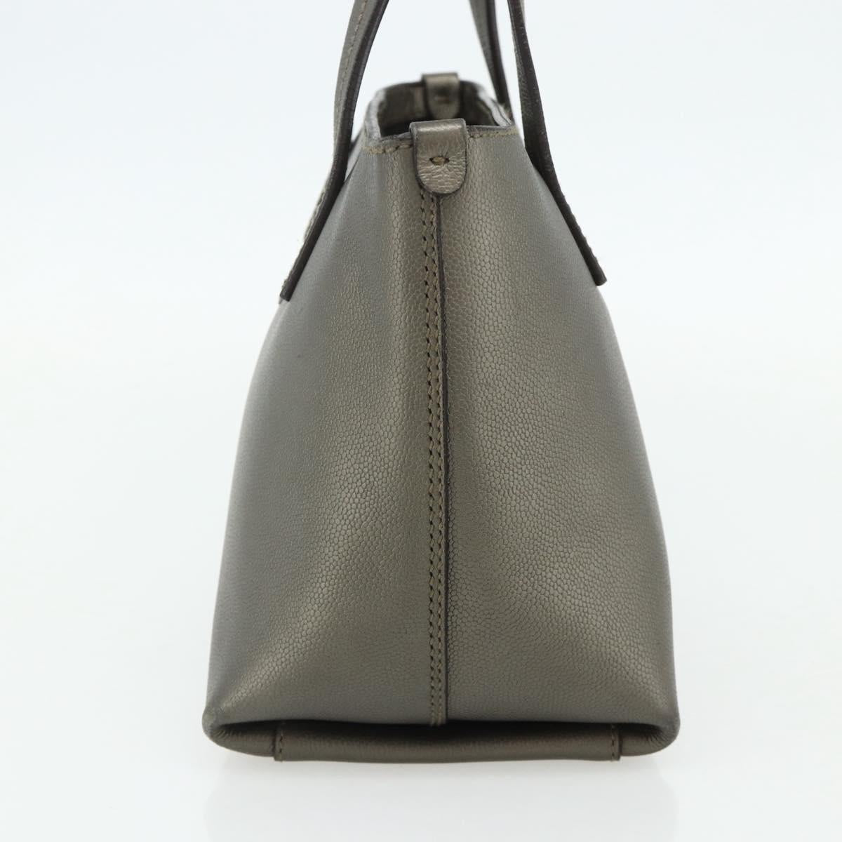 Salvatore Ferragamo Gancini Hand Bag Leather Bronze Silver Auth ka4175