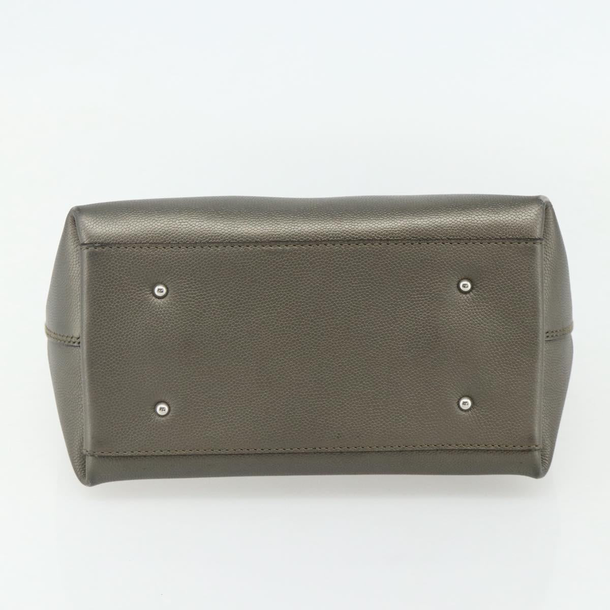 Salvatore Ferragamo Gancini Hand Bag Leather Bronze Silver Auth ka4175