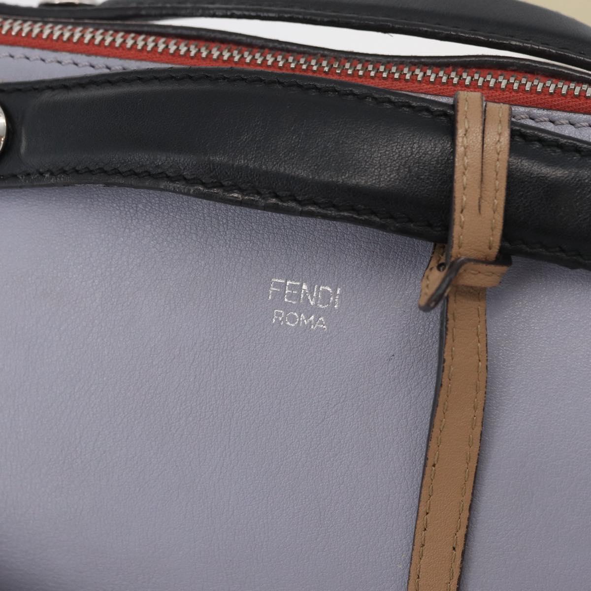 FENDI By The Way Medium Hand Bag Leather 2way Purple Silver Auth ka4177A