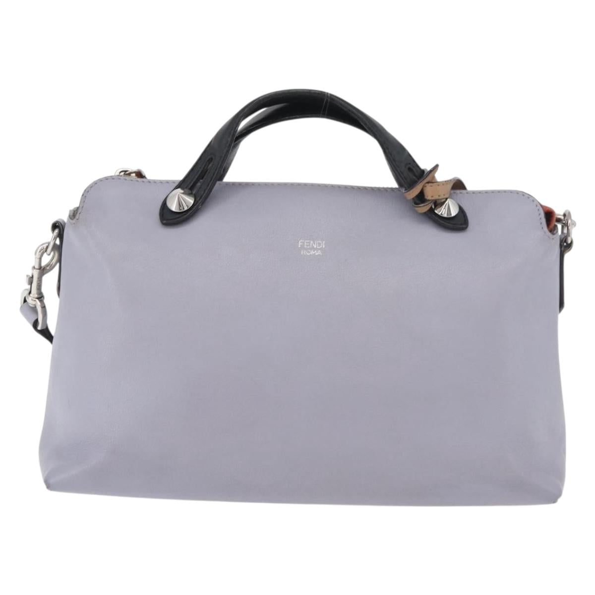 FENDI By The Way Medium Hand Bag Leather 2way Purple Silver Auth ka4177A