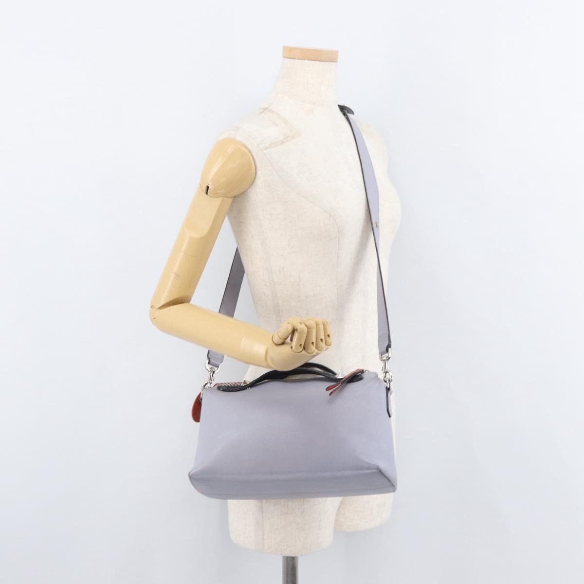 FENDI By The Way Medium Hand Bag Leather 2way Purple Silver Auth ka4177A