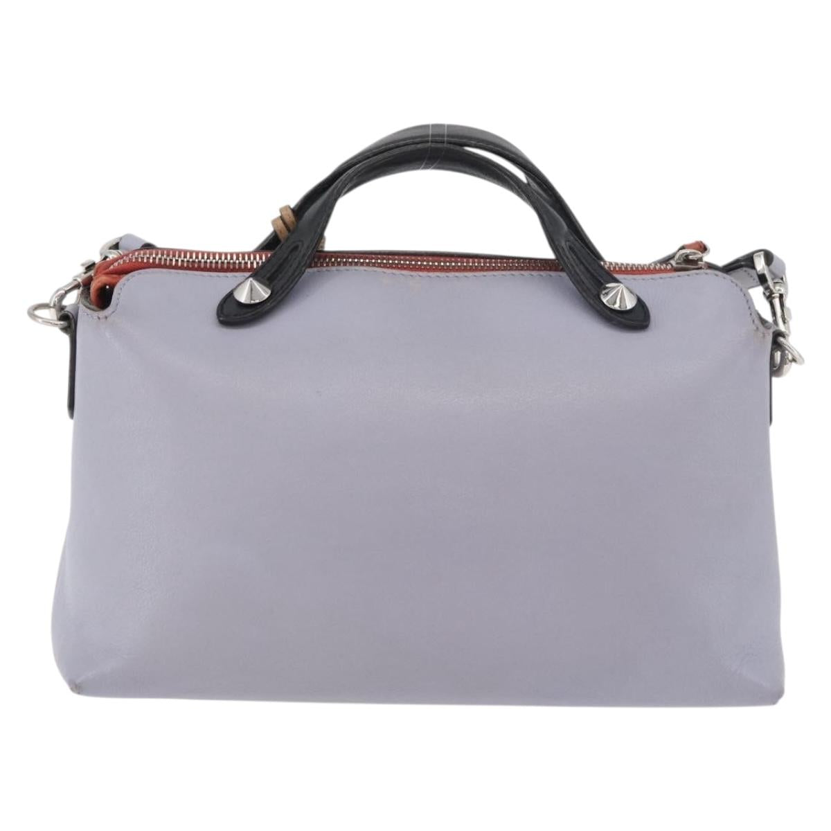 FENDI By The Way Medium Hand Bag Leather 2way Purple Silver Auth ka4177A