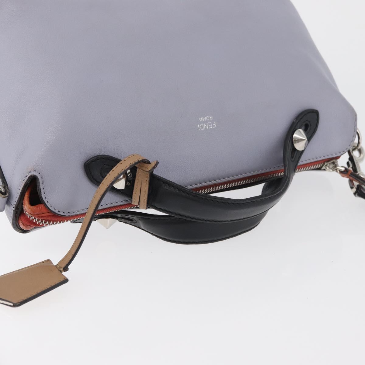 FENDI By The Way Medium Hand Bag Leather 2way Purple Silver Auth ka4177A