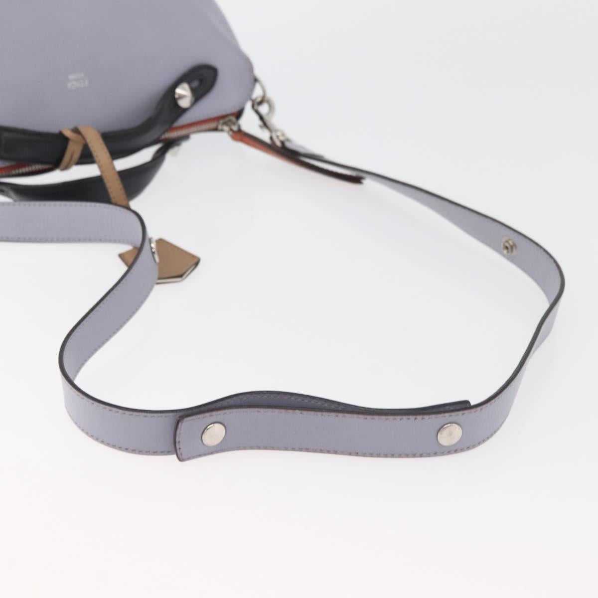 FENDI By The Way Medium Hand Bag Leather 2way Purple Silver Auth ka4177A