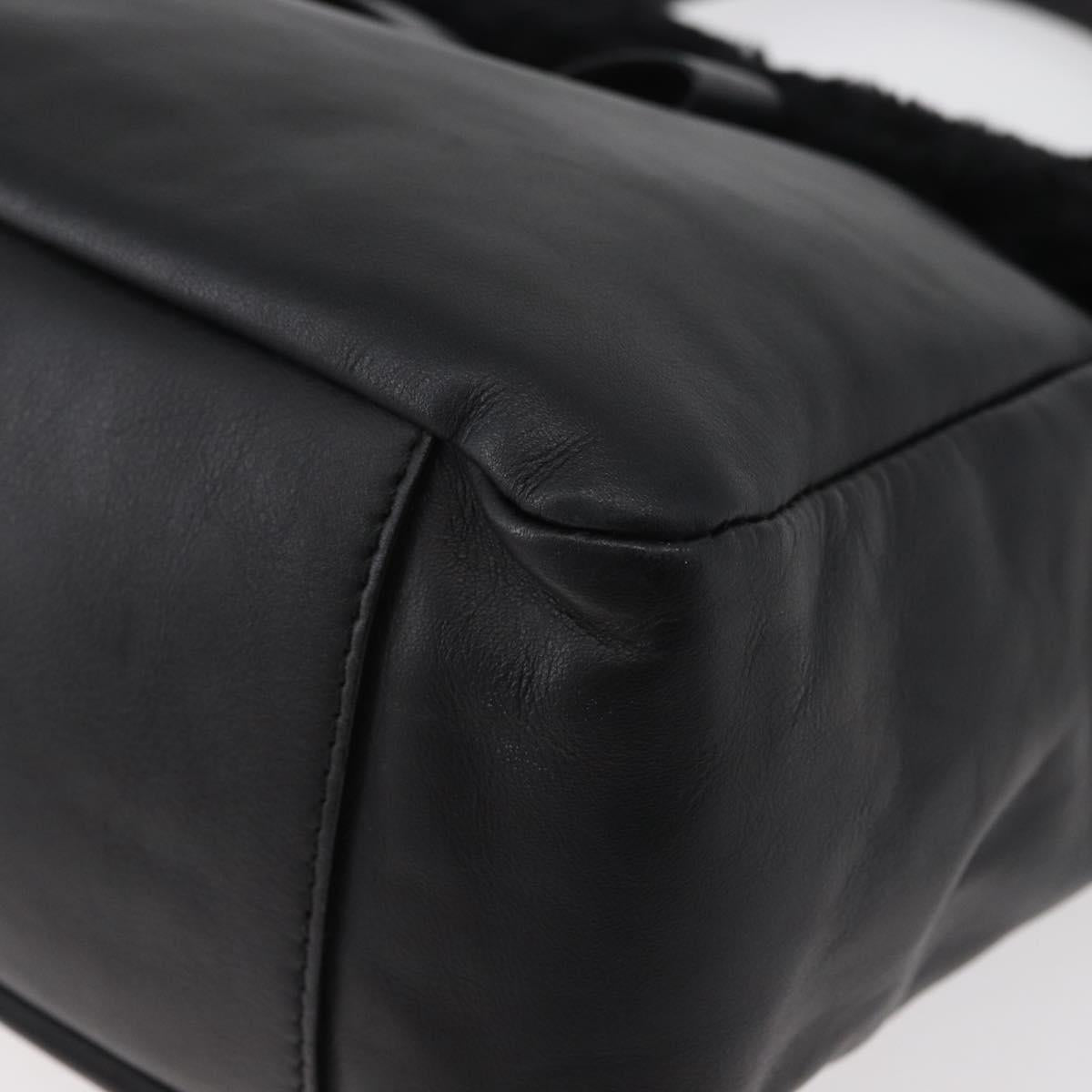 Salvatore Ferragamo Vala Hand Bag Leather Black Gold Auth ka4181A