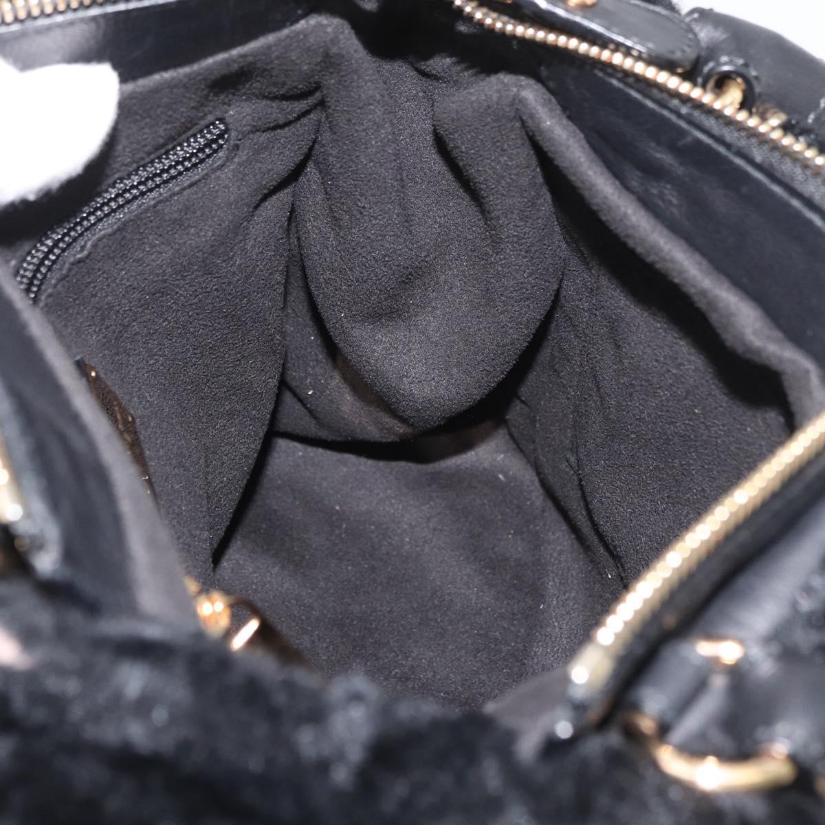Salvatore Ferragamo Vala Hand Bag Leather Black Gold Auth ka4181A