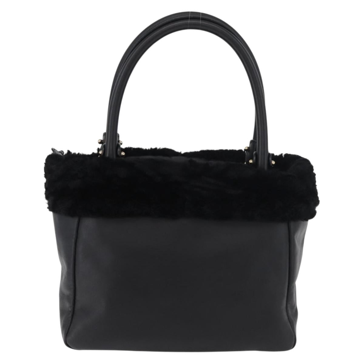 Salvatore Ferragamo Vala Hand Bag Leather Black Gold Auth ka4181A