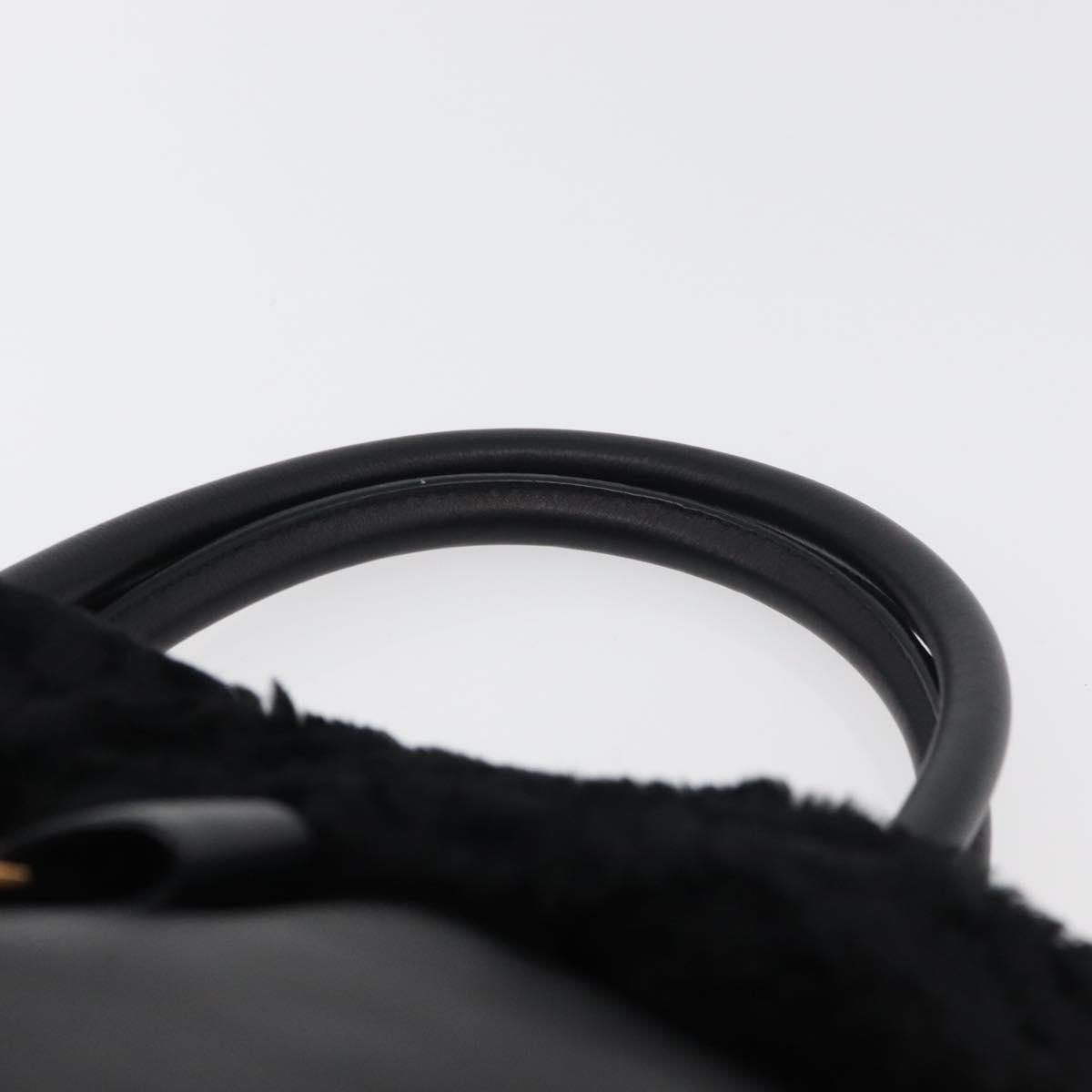 Salvatore Ferragamo Vala Hand Bag Leather Black Gold Auth ka4181A