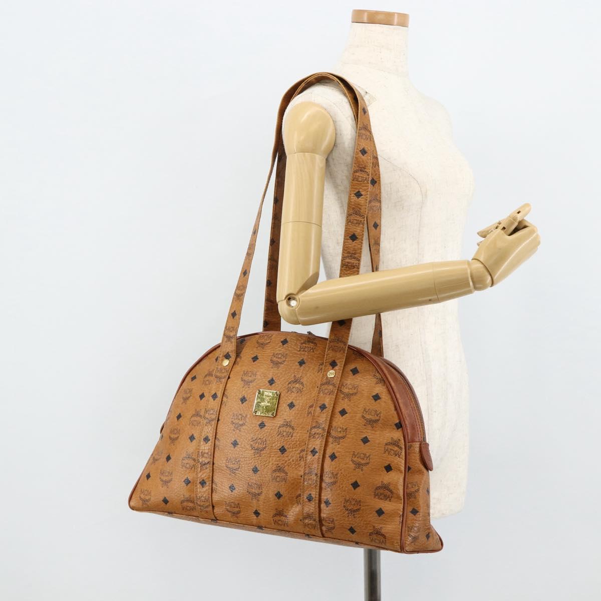 MCM Vicetos Logogram Shoulder Bag PVC Leather Brown Gold Auth ka4183A