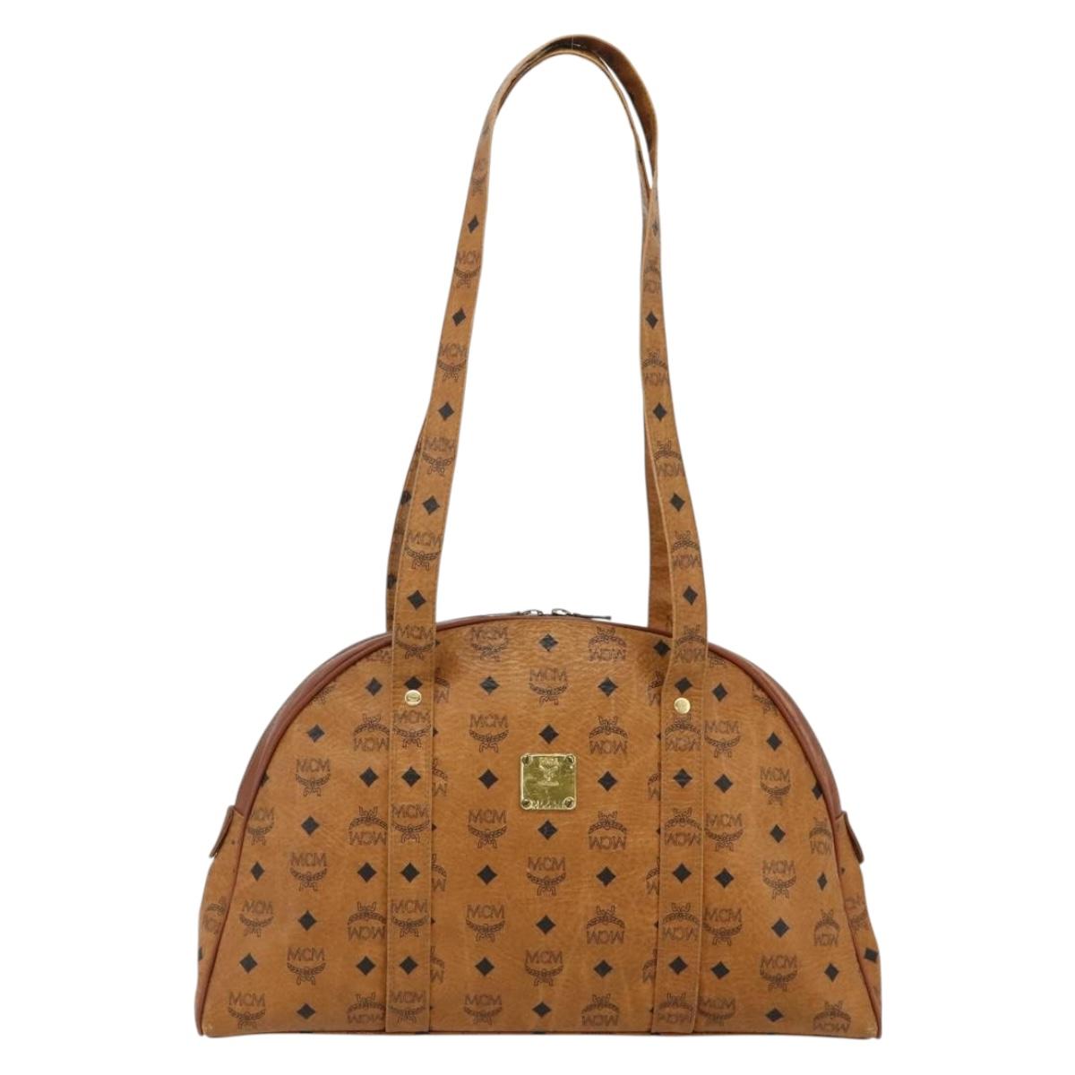 MCM Vicetos Logogram Shoulder Bag PVC Leather Brown Gold Auth ka4183A