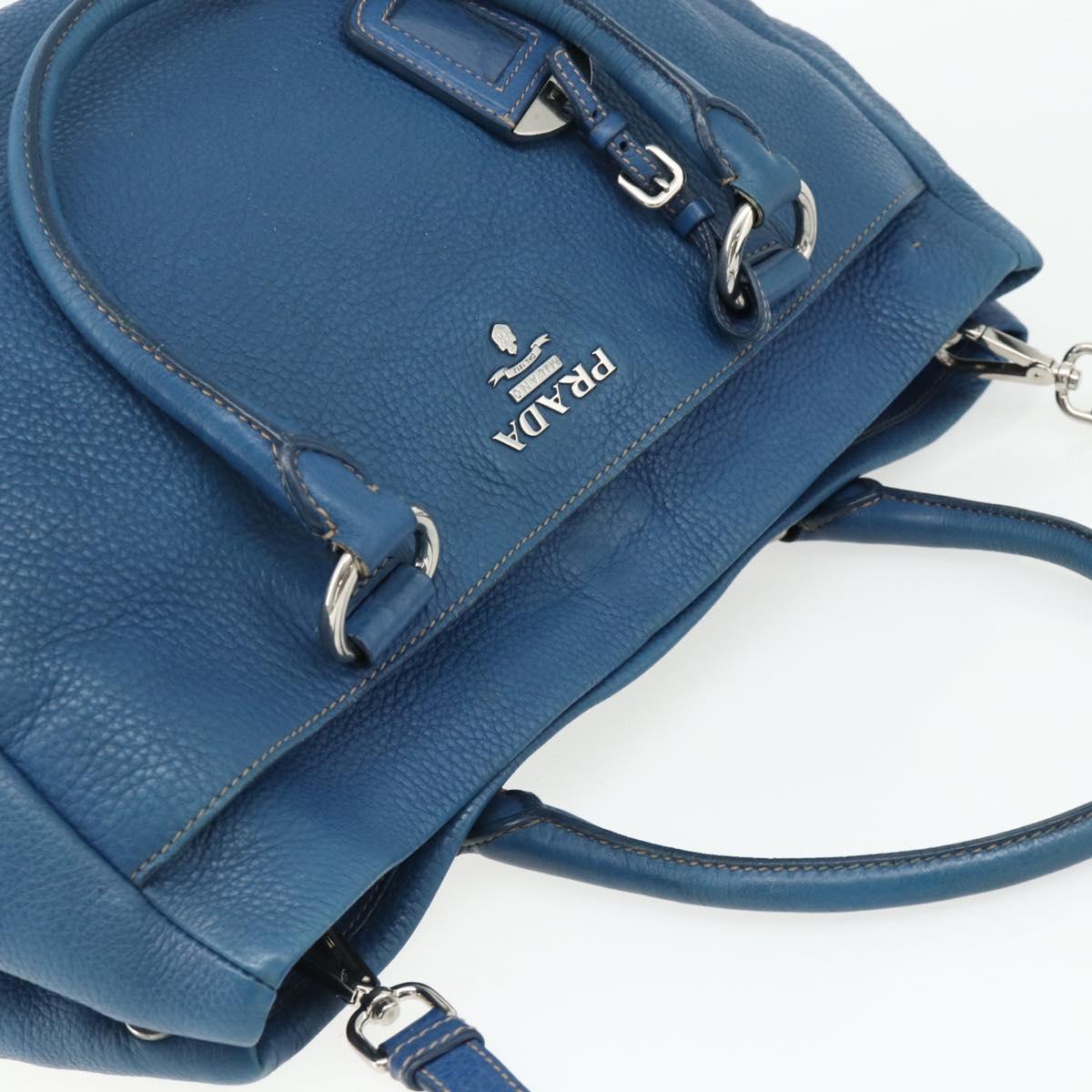 PRADA Hand Bag Vitterodino 2way Blue Silver Auth ka4188A