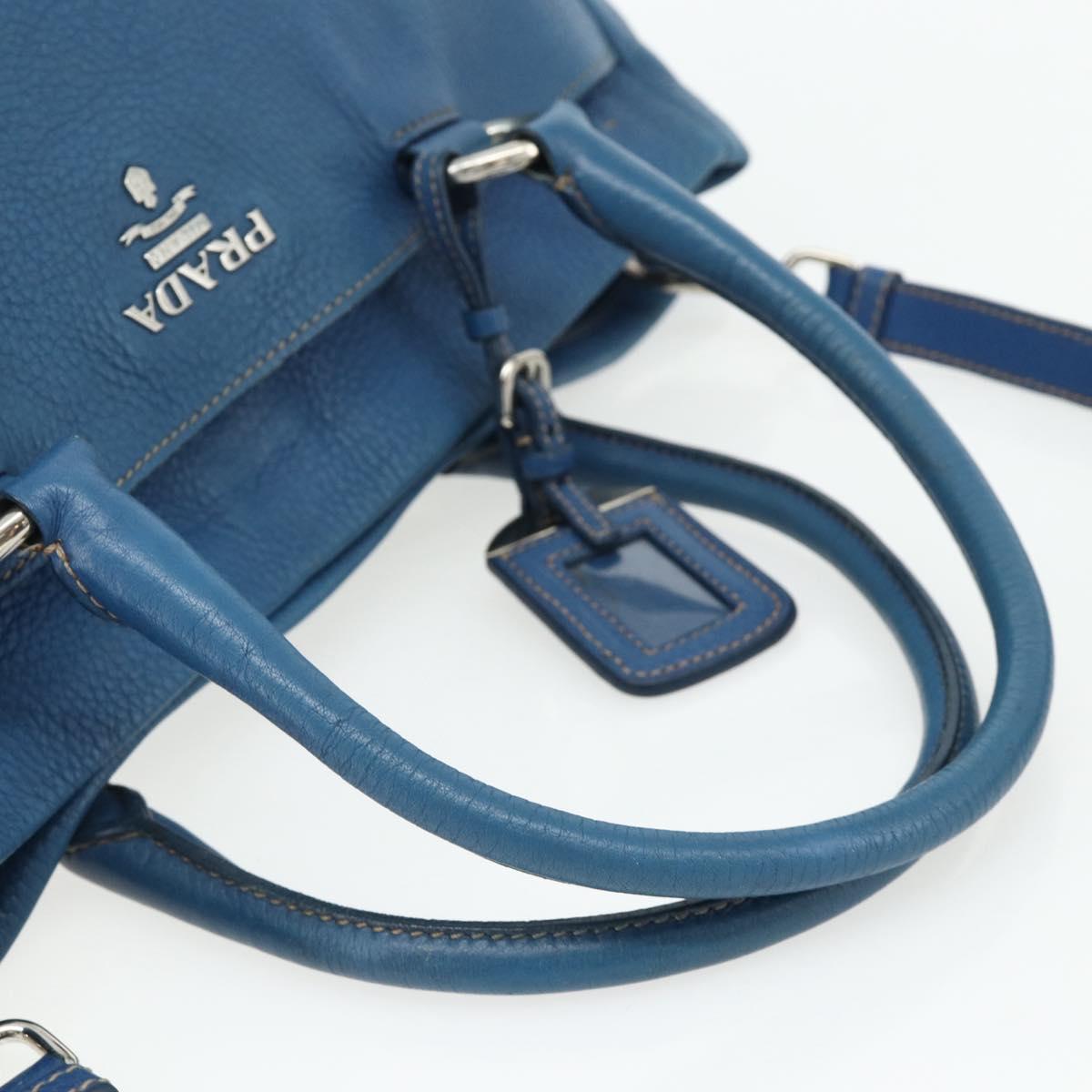 PRADA Hand Bag Vitterodino 2way Blue Silver Auth ka4188A