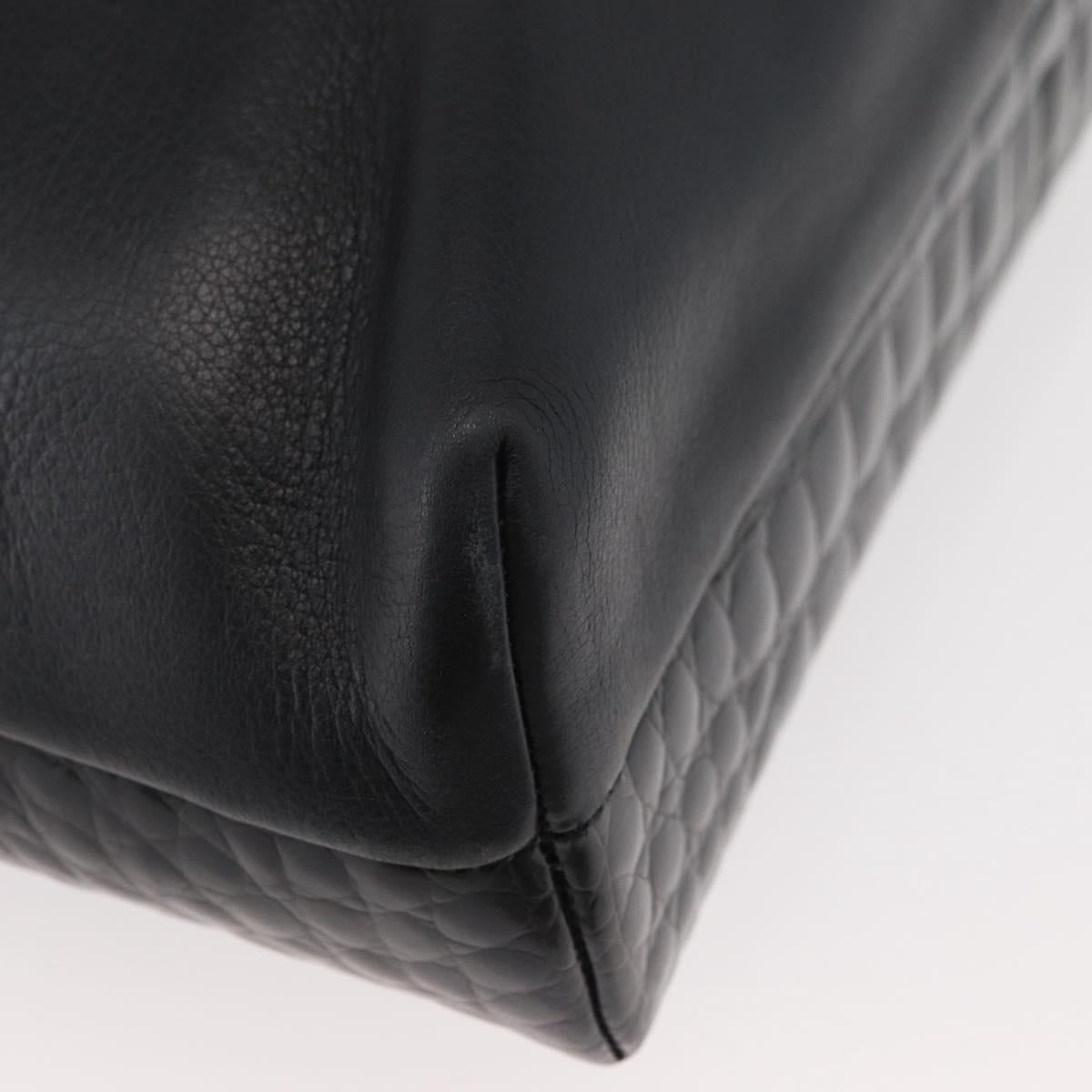BALLY Chain Shoulder Bag Leather Black Gold Auth ka4189A