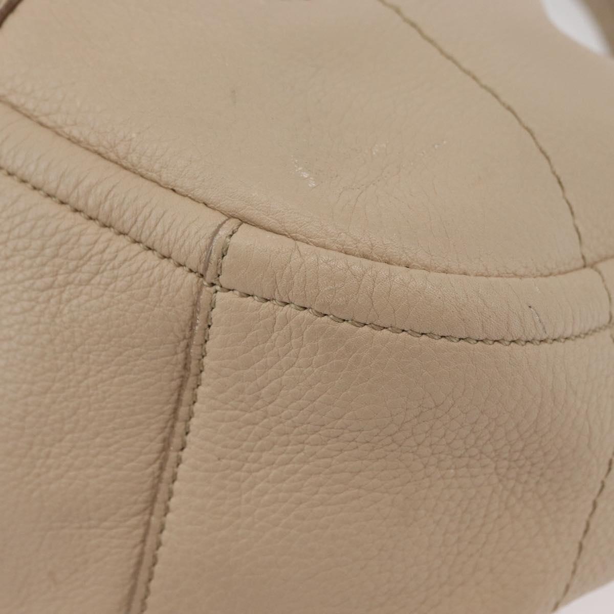 Salvatore Ferragamo Gancini Hand Bag Leather 2way Beige Gold Auth ka4190