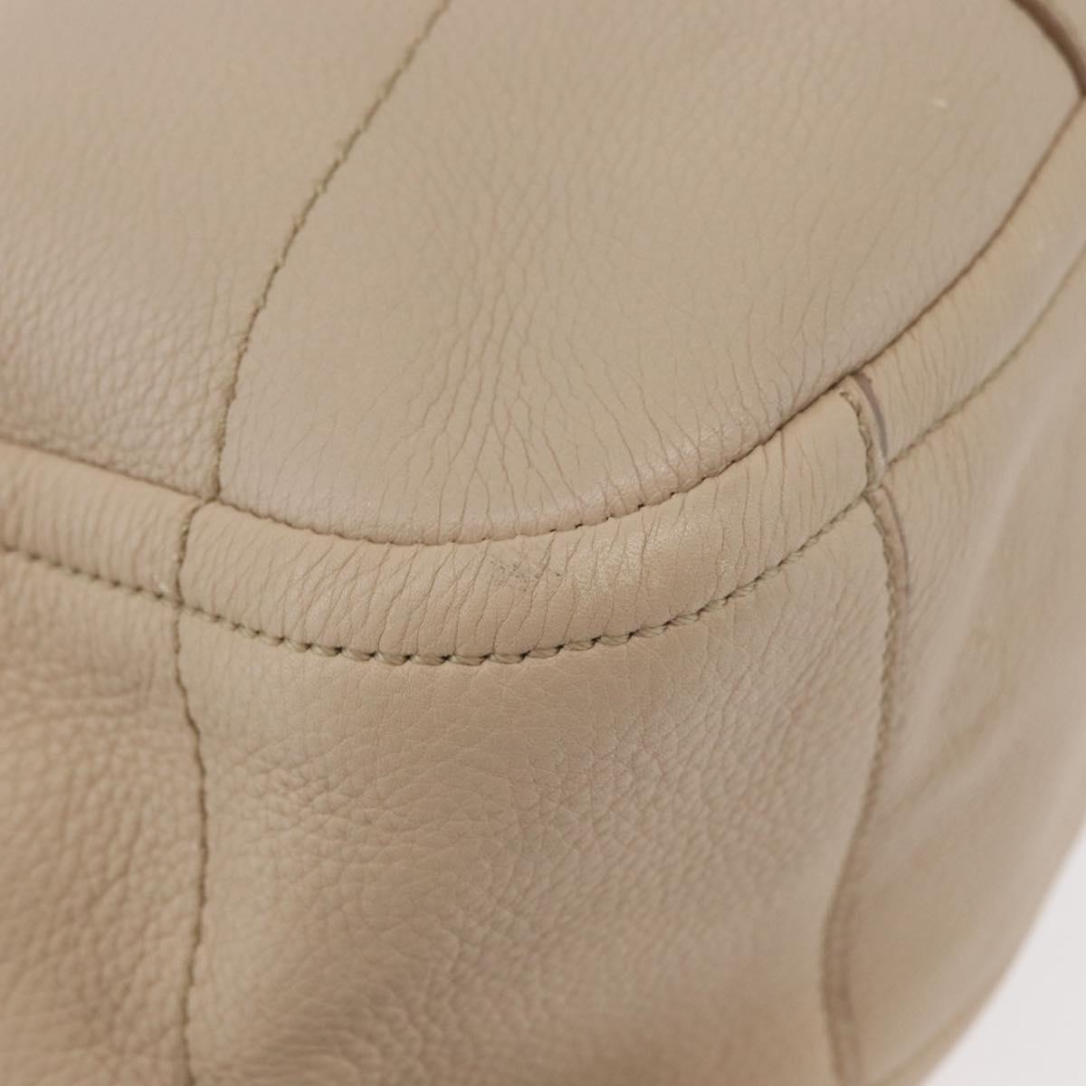 Salvatore Ferragamo Gancini Hand Bag Leather 2way Beige Gold Auth ka4190