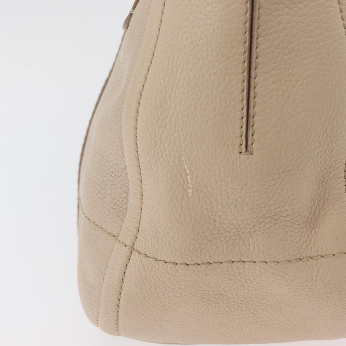 Salvatore Ferragamo Gancini Hand Bag Leather 2way Beige Gold Auth ka4190