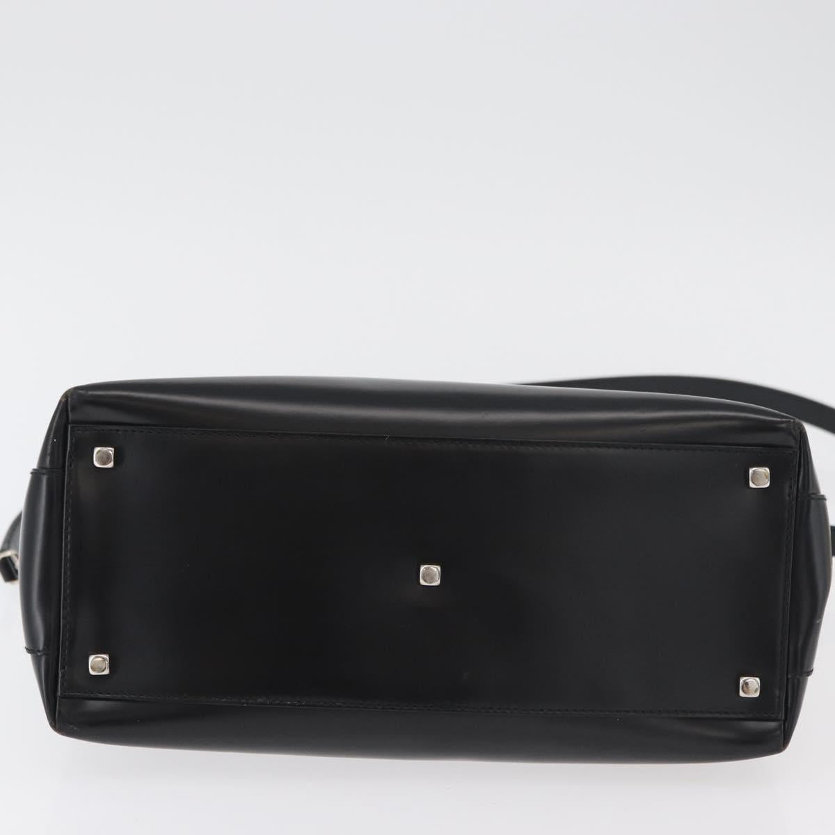 Salvatore Ferragamo Gancini Hand Bag Leather 2way Black Silver Auth ka4192