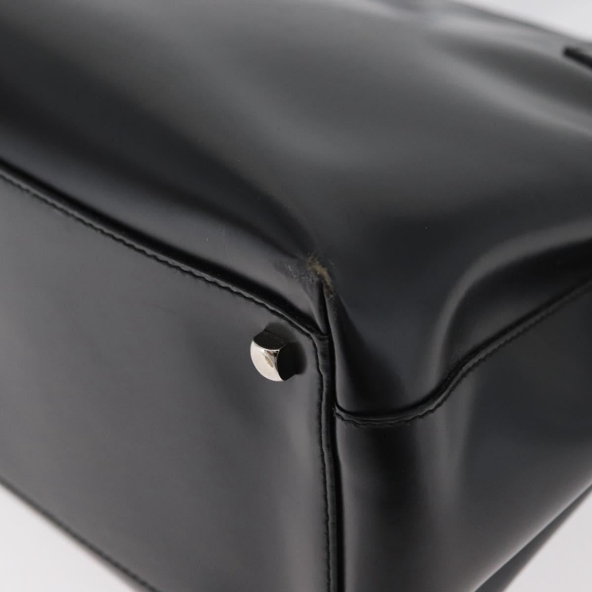 Salvatore Ferragamo Gancini Hand Bag Leather 2way Black Silver Auth ka4192