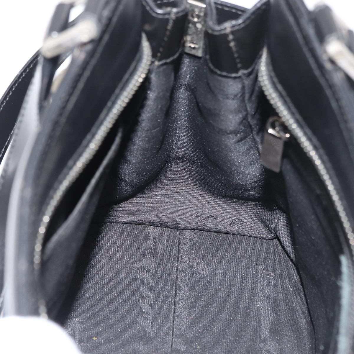 Salvatore Ferragamo Gancini Hand Bag Leather 2way Black Silver Auth ka4192
