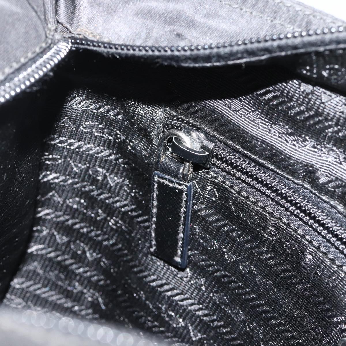 PRADA Shoulder Bag Nylon Black Silver Auth ka4203A