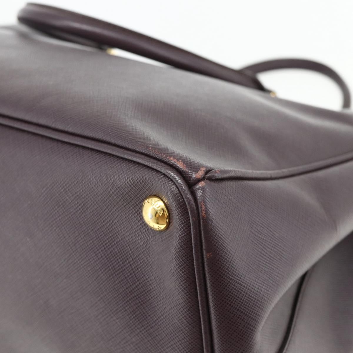 PRADA Hand Bag Safiano leather Purple Gold Auth ka4206A