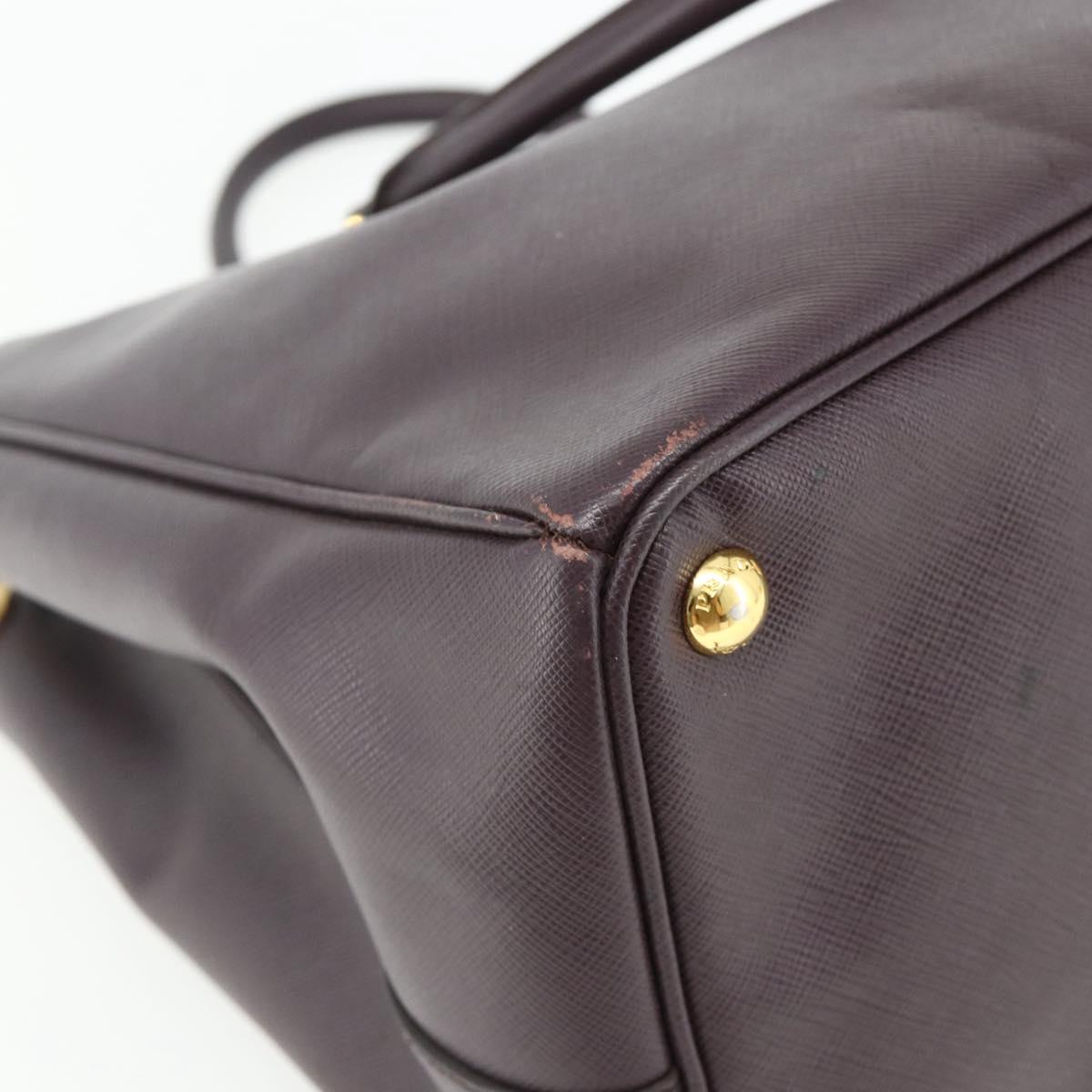 PRADA Hand Bag Safiano leather Purple Gold Auth ka4206A