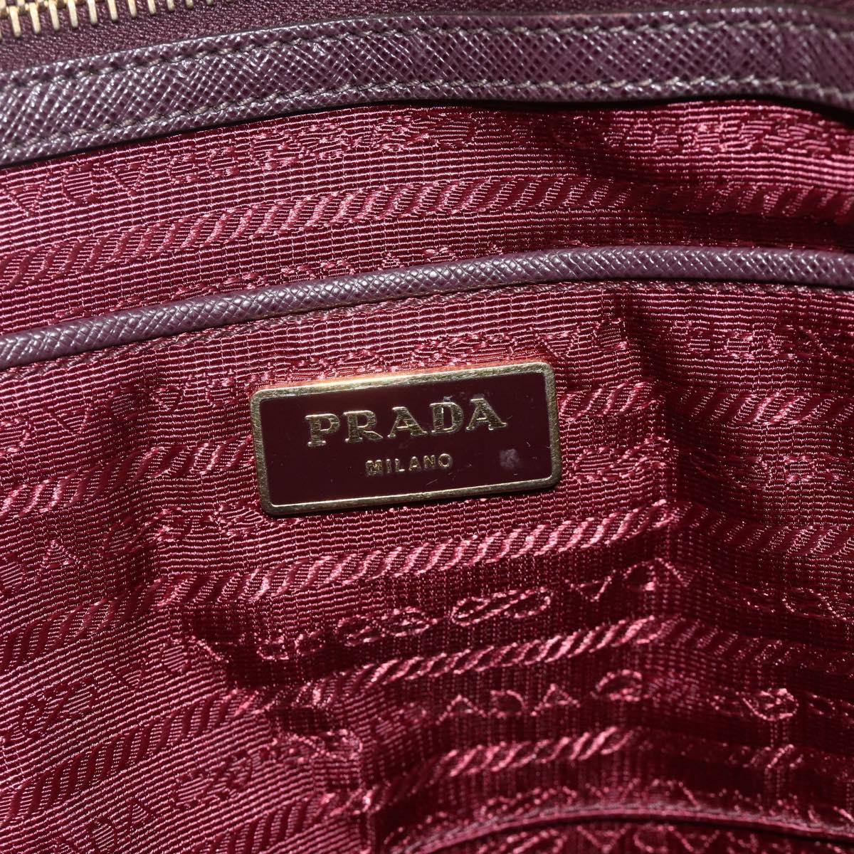 PRADA Hand Bag Safiano leather Purple Gold Auth ka4206A