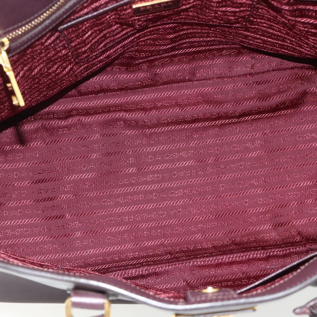 PRADA Hand Bag Safiano leather Purple Gold Auth ka4206A