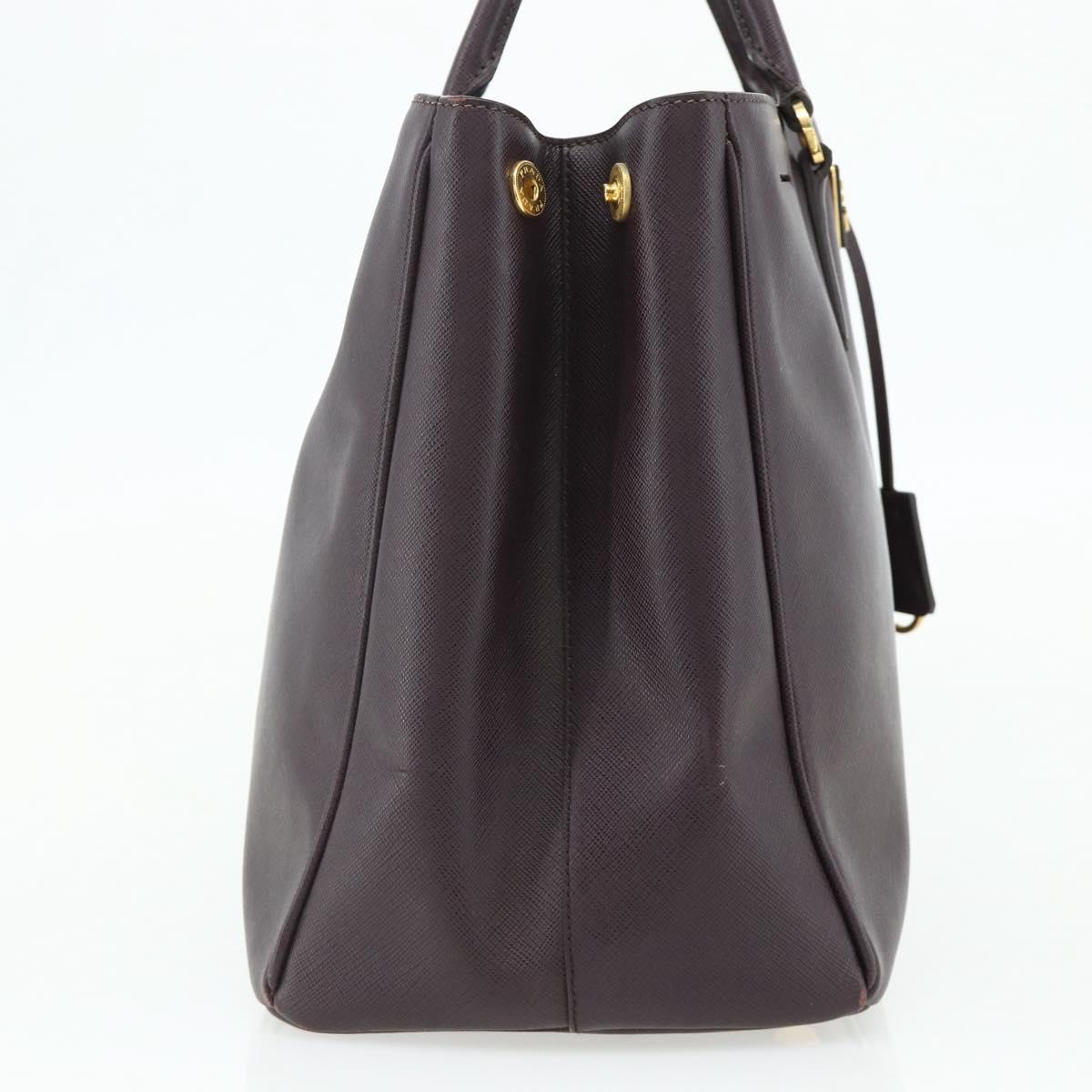 PRADA Hand Bag Safiano leather Purple Gold Auth ka4206A