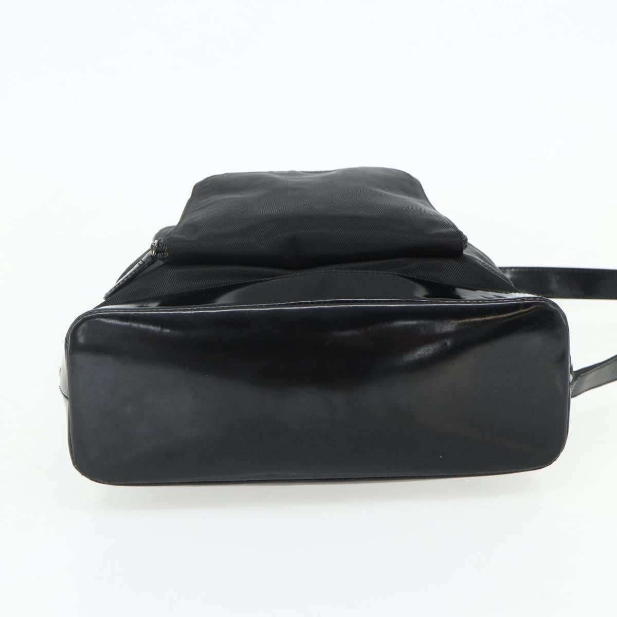 GUCCI Bamboo Bag Patent leather Black Silver 003 2058 0059 5 Auth ka4208