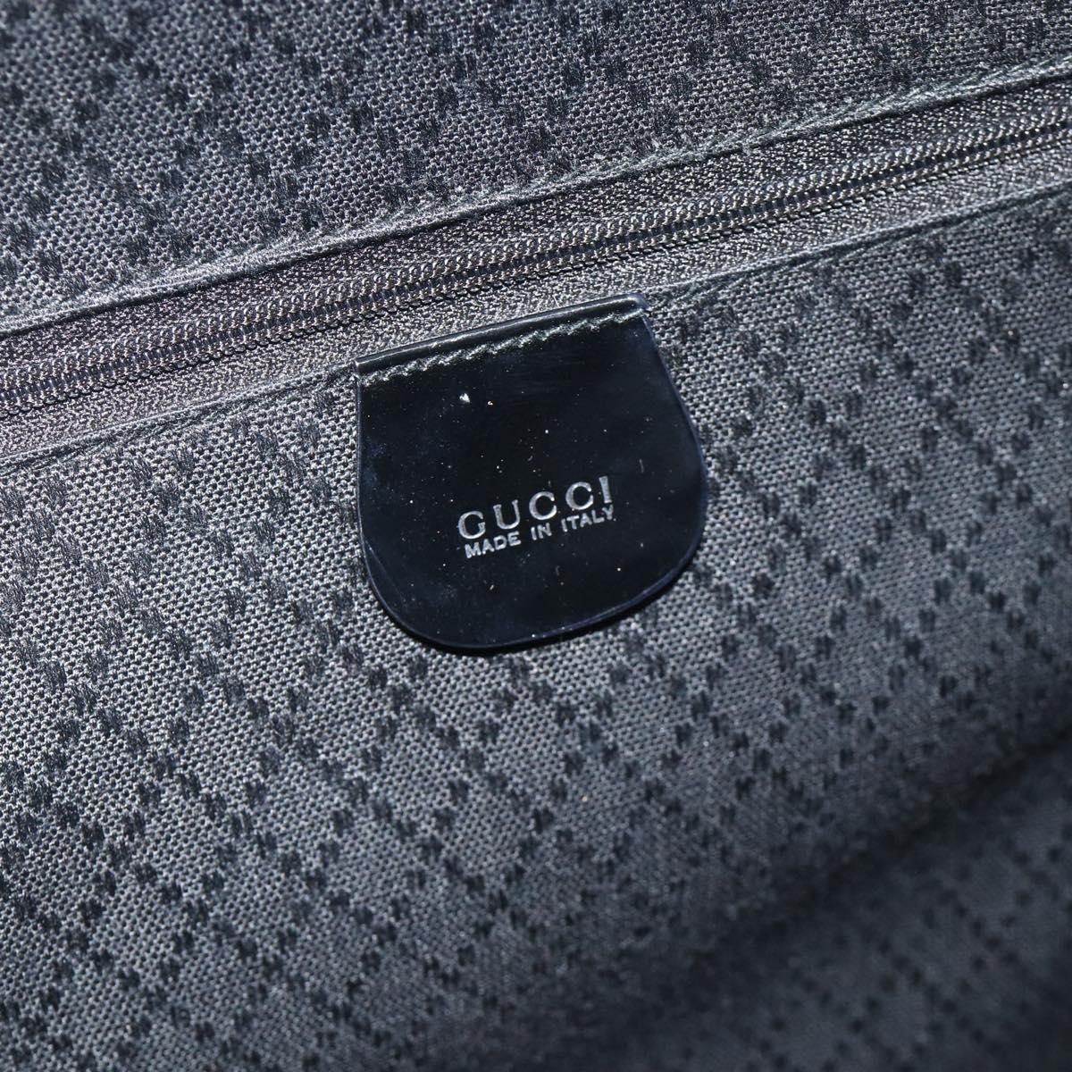 GUCCI Bamboo Bag Patent leather Black Silver 003 2058 0059 5 Auth ka4208