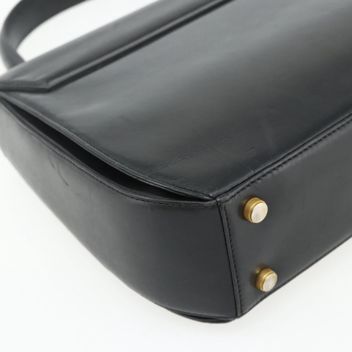 Salvatore Ferragamo Gancini Hand Bag Leather 2way Black Gold Auth ka4209