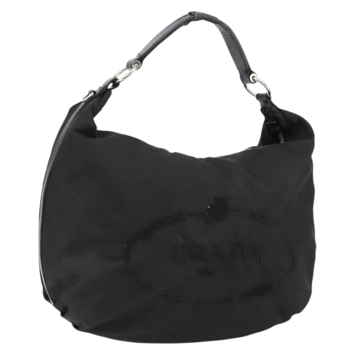 PRADA Shoulder Bag Nylon Black Silver Auth ka421