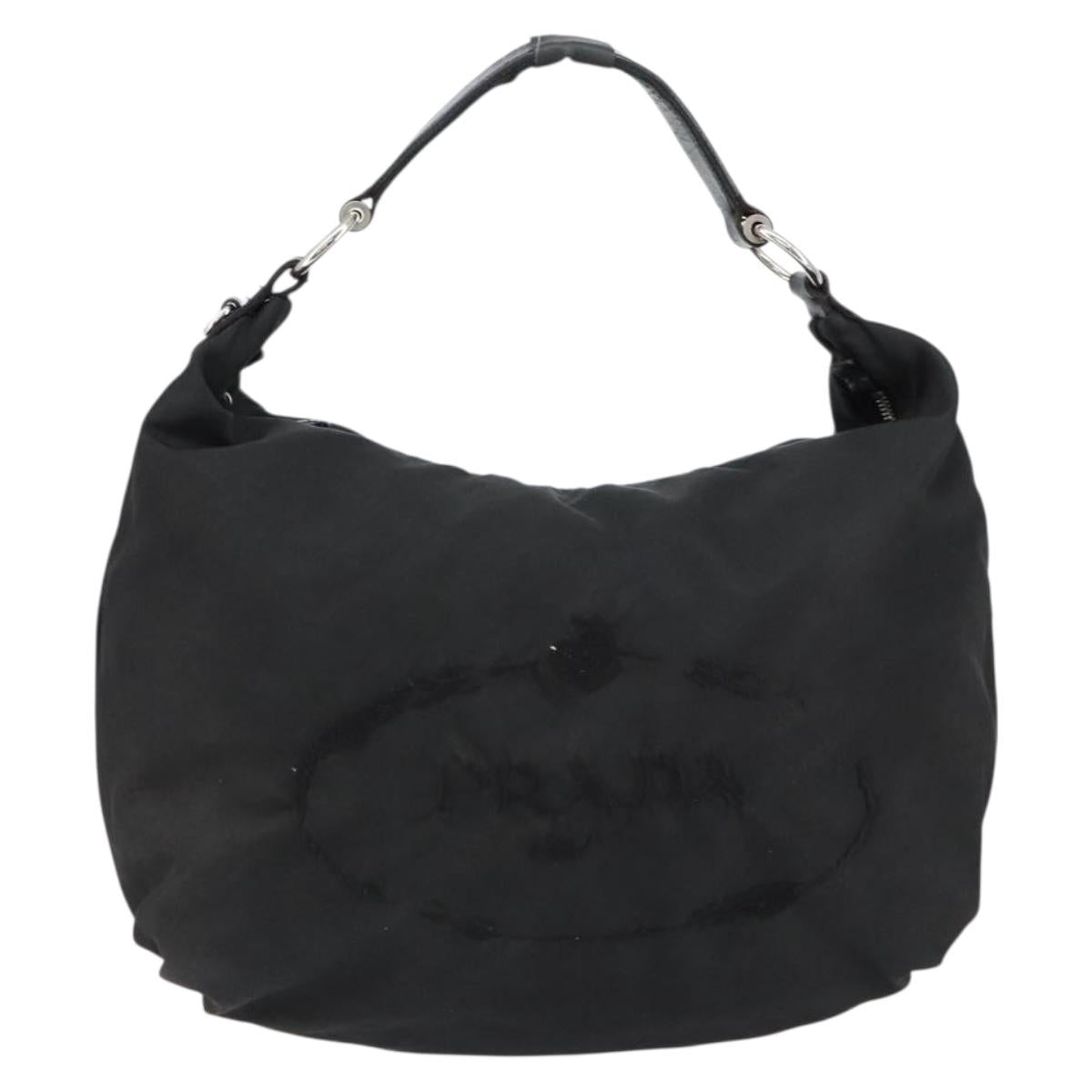 PRADA Shoulder Bag Nylon Black Silver Auth ka421