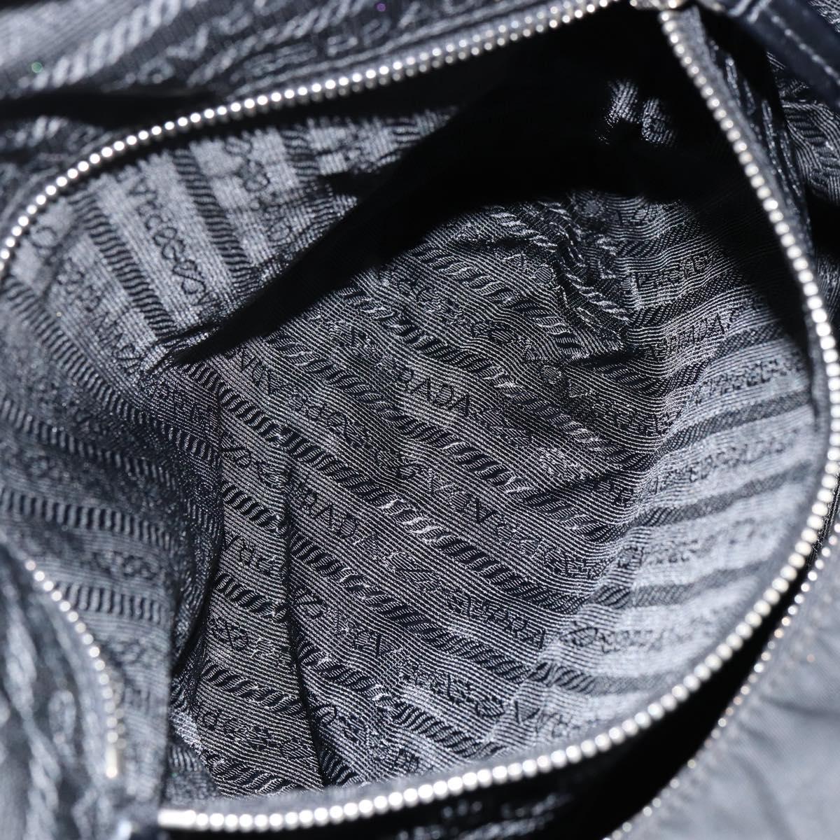 PRADA Shoulder Bag Nylon Black Silver Auth ka421