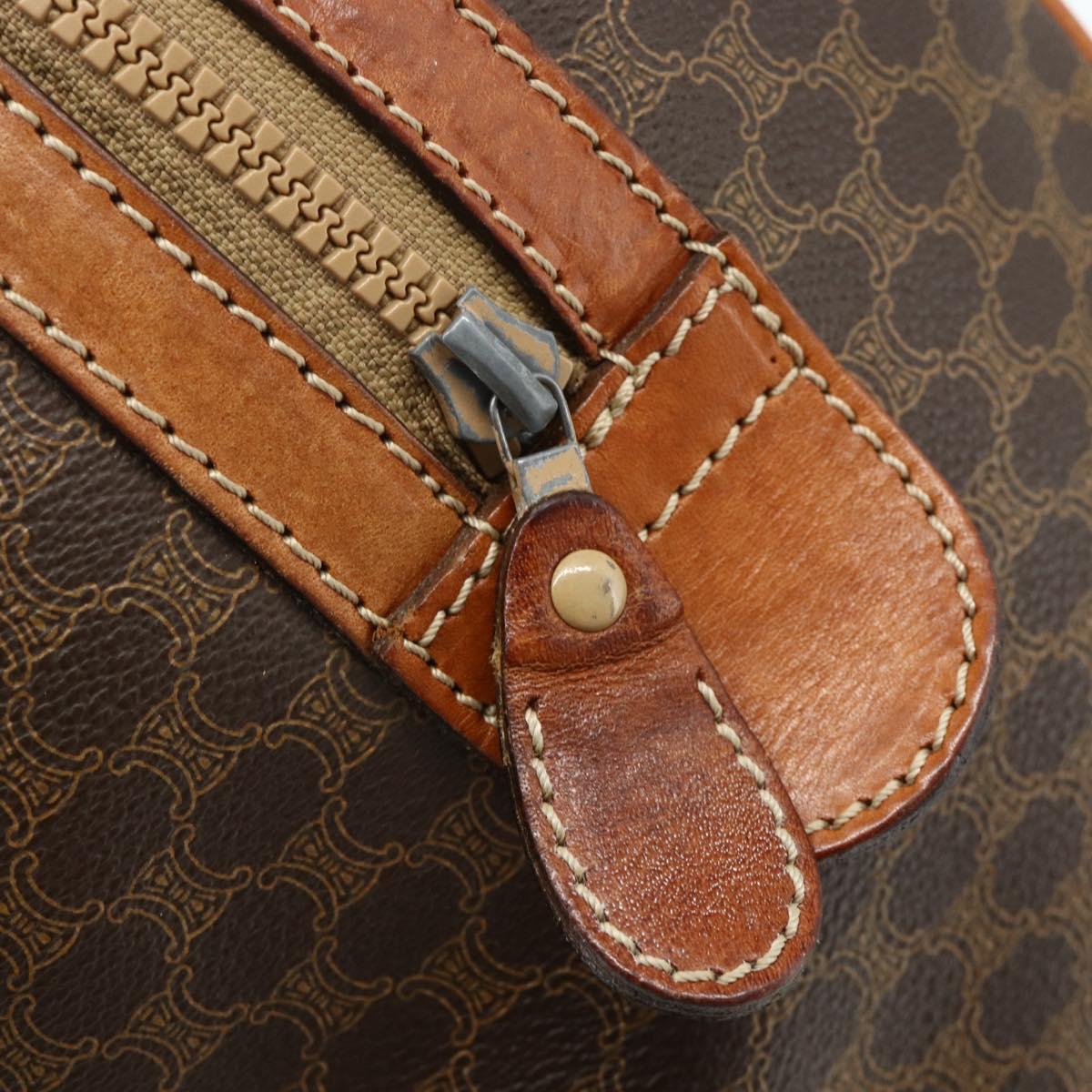 CELINE Macadam Canvas Hand Bag PVC Leather Brown Gold Auth ka4217