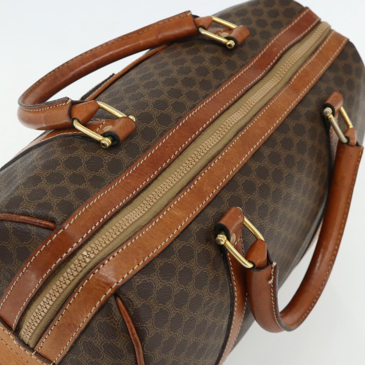 CELINE Macadam Canvas Hand Bag PVC Leather Brown Gold Auth ka4217