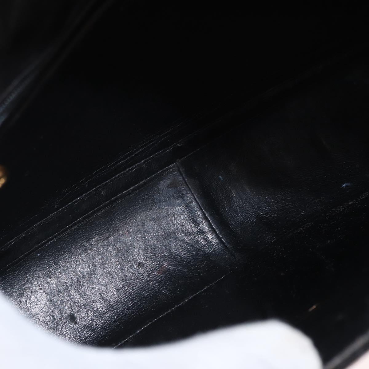 CHANEL Mademoiselle Chain Shoulder Bag Enamel Black Gold CC Auth ka422