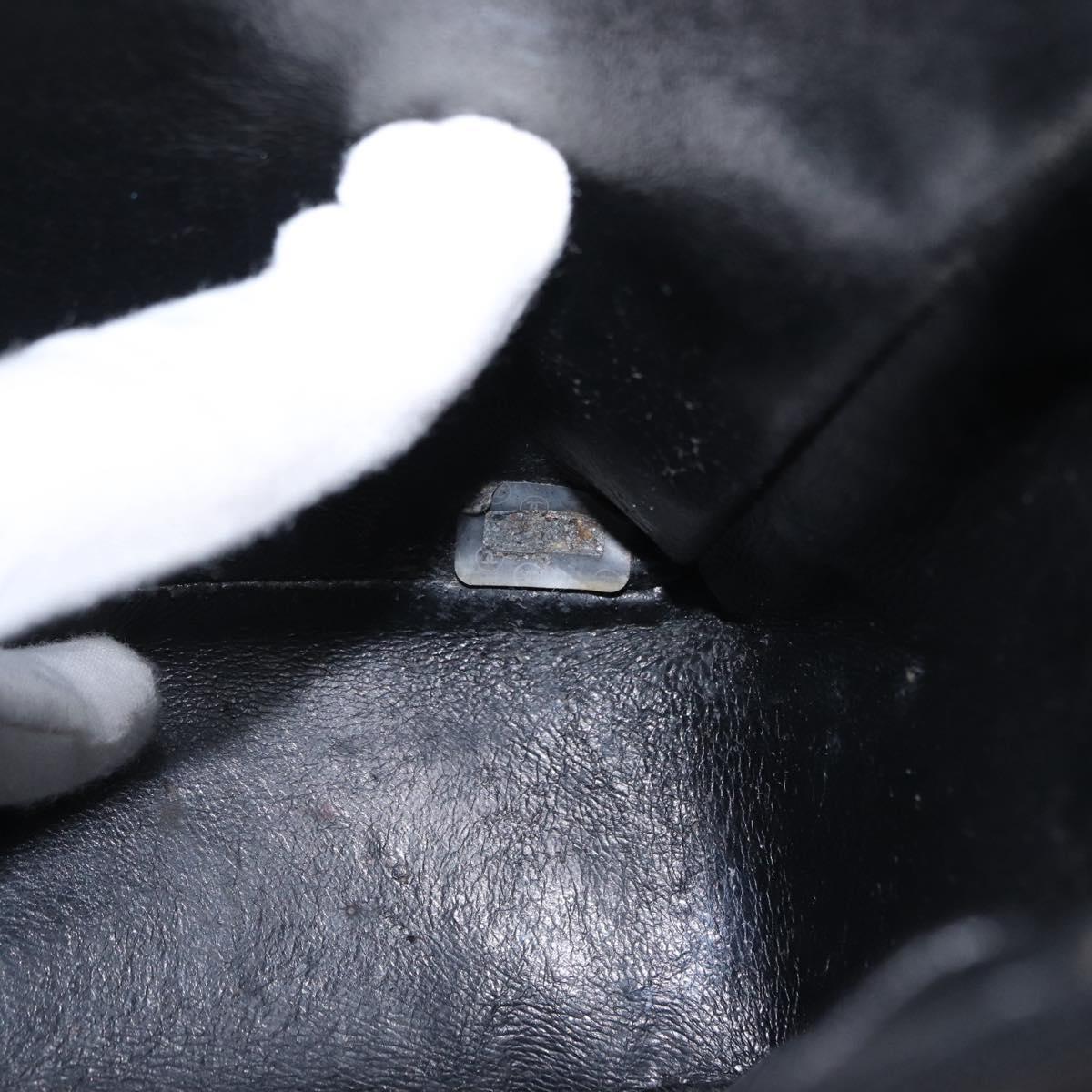 CHANEL Mademoiselle Chain Shoulder Bag Enamel Black Gold CC Auth ka422