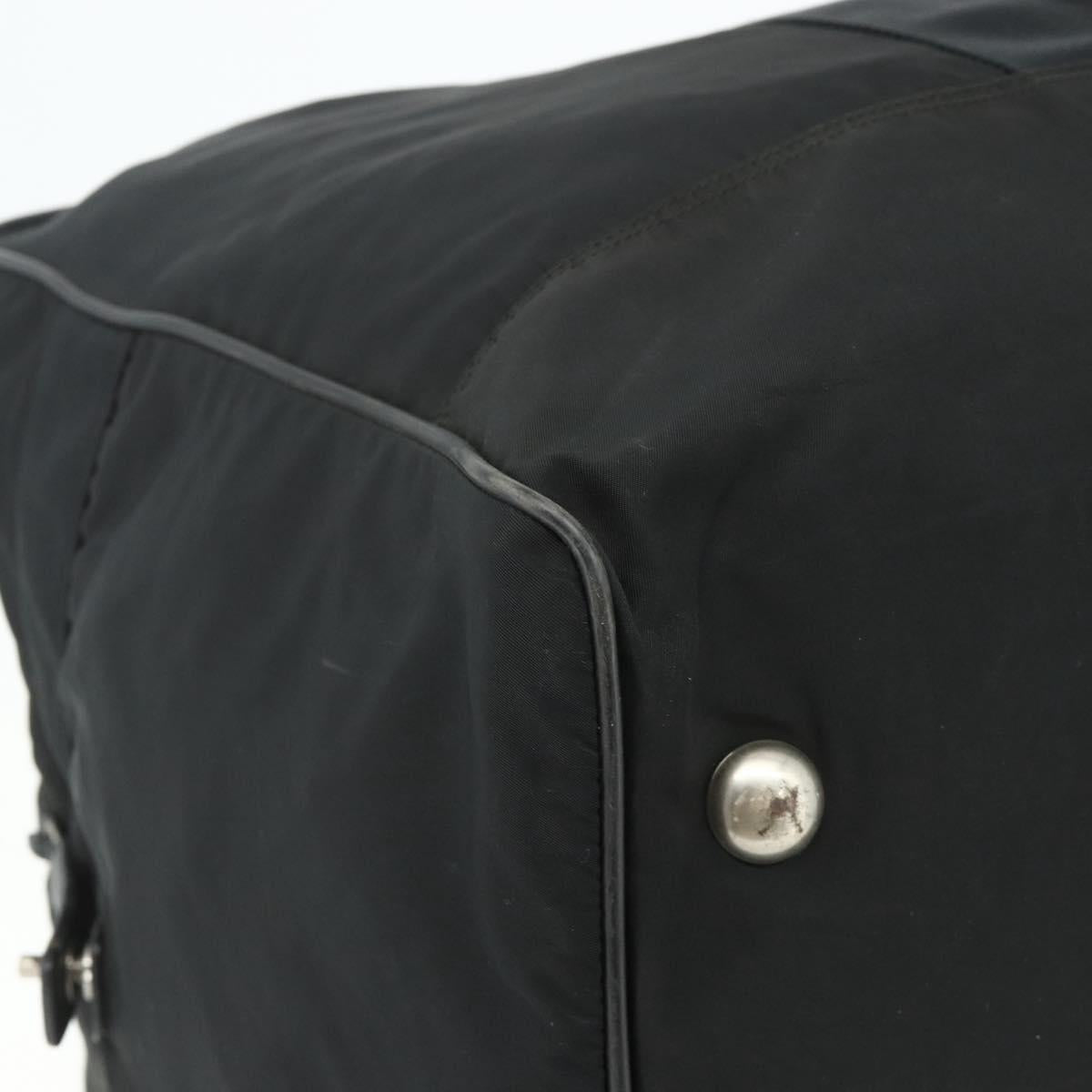PRADA Boston Bag Nylon Black Silver Auth ka4221A