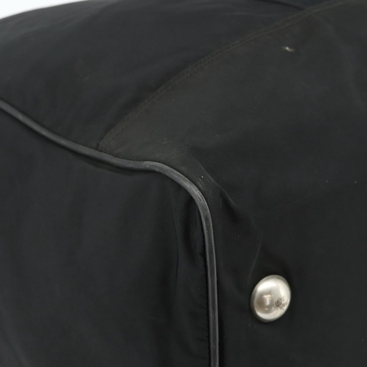 PRADA Boston Bag Nylon Black Silver Auth ka4221A